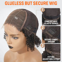 12 inches 5 x 54C edges, kinky edges, Jerry curly Glue-less short lace closure wig – 100% human hair Majestic Blendz