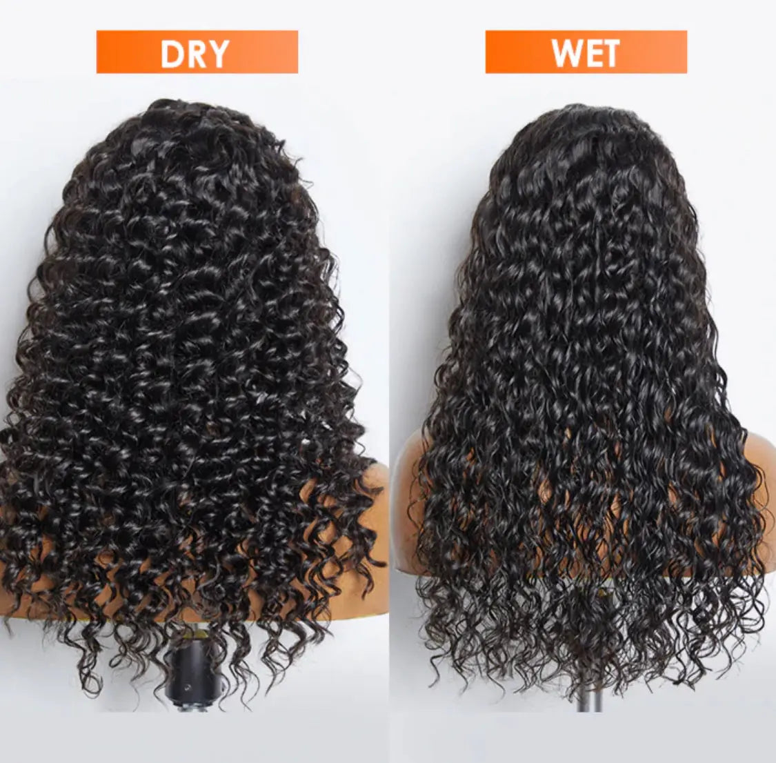 Glue-less 3-D cap pre-bleach deep wave 13 x 4 transparent lace front wig 150% density - Majestic Blendz