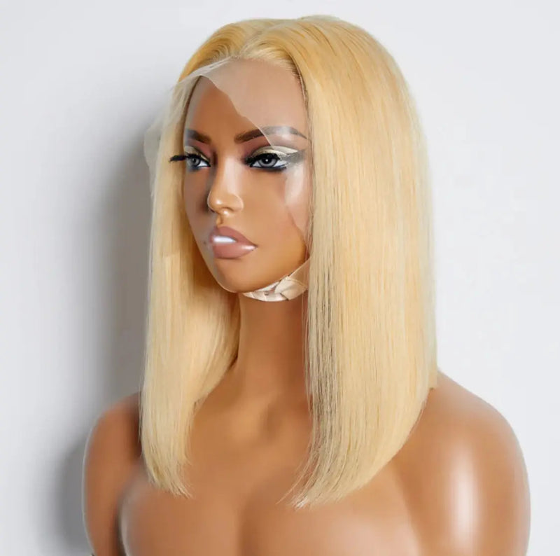 10–14 inch pre-plug 13“ x 4“ 613 straight Bob lace frontal wig 150% density Majestic Blendz