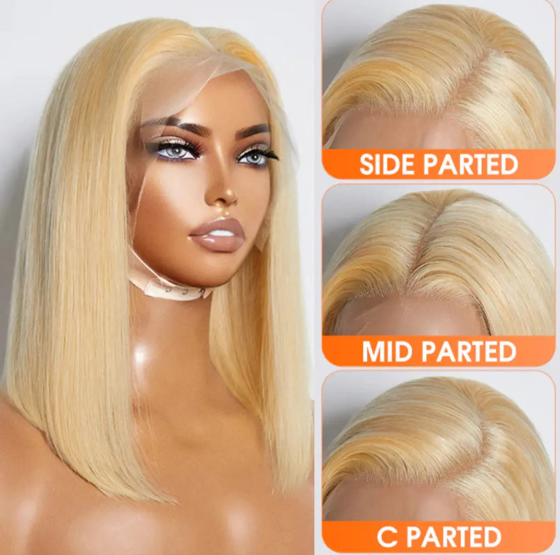 10–14 inch pre-plug 13“ x 4“ 613 straight Bob lace frontal wig 150% density Majestic Blendz