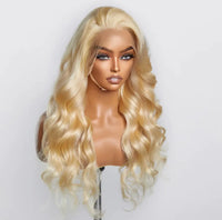 16–30 inch pre-plugged 13“ x 4“ #613 body wave lace frontal wigs 150% density – 100% human hair Majestic Blendz