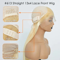 16–30 inch pre-plucked 13“ x 4“ #613 straight lace front wig 150% density Majestic Blendz